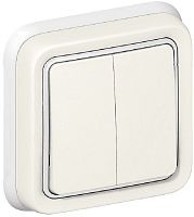 Переключатель с рамкой Legrand Plexo 2-кл. проходной IP55 белый картинка